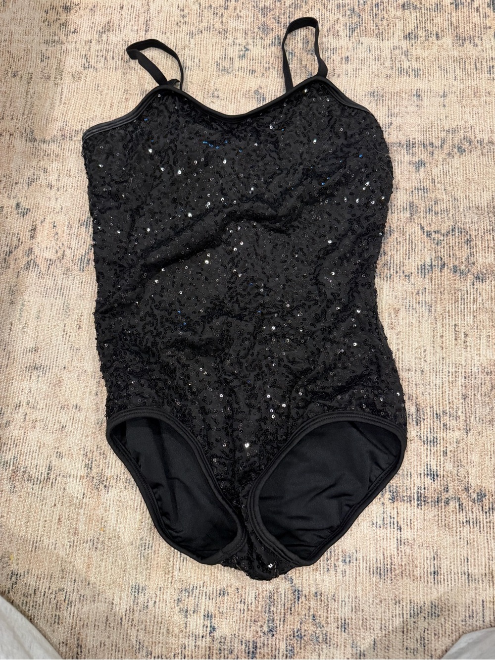 Glamour Black Sequin Girls One-Piece Bodysuit